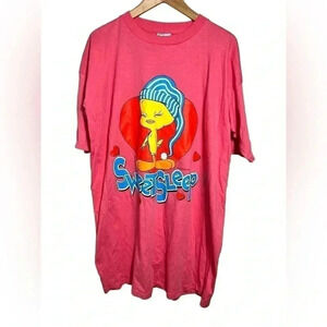 Vtg 1997 Tweety Bird Looney Tunes Warner Bros One Size Long Pajama Shirt NWT